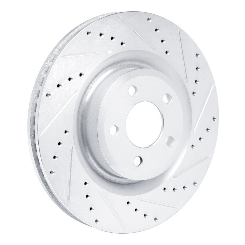 Ford Explorer Brake Rotor (1) - Front Right - R1 Concepts - Drilled & Slotted - Silver - `20-`25